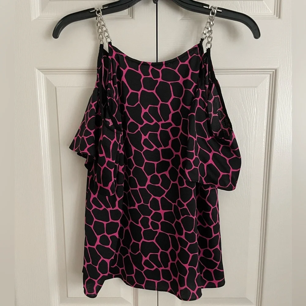 Michael Kors Women's Giraffe Print Cold-Shoulder Top